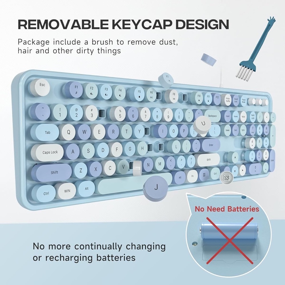 Computer Keyboard Wired USB Plug Retro Typewriter Keyboard Full Size new - Picture 2 of 7